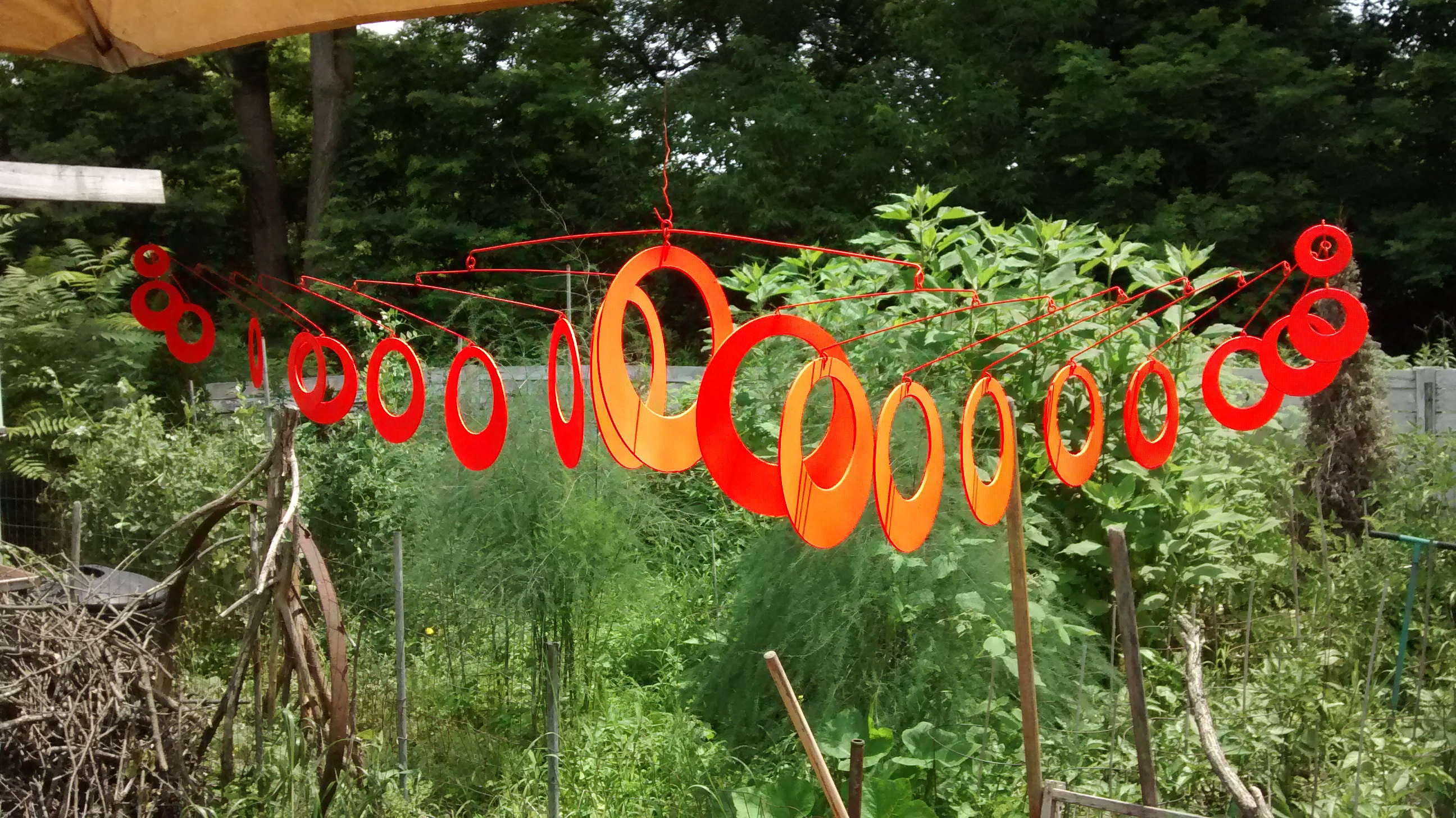 Orange Circle Mobile. Kinetic Art Video